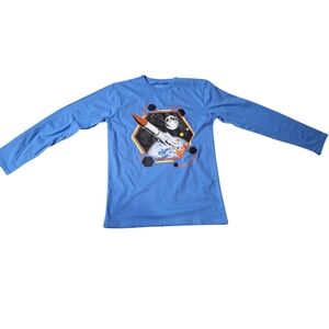 NWT Children's Place Light Blue longsleeve rocketship in space with  tsh…